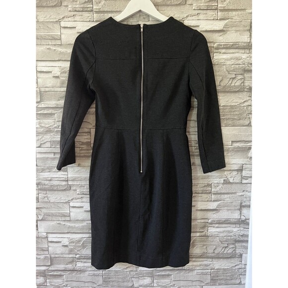 J Crew Structured Knit Sheath Dress Exposed Zipper Womens 0 Black Long Sleeve - Picture 2 of 8